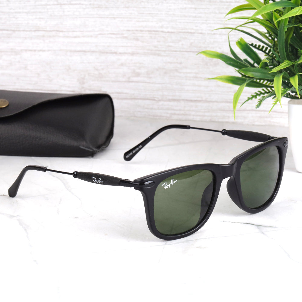 Classic Square 2148 Black-Green Sunglass with UV 400 protection and black frame from JUO INDIA.